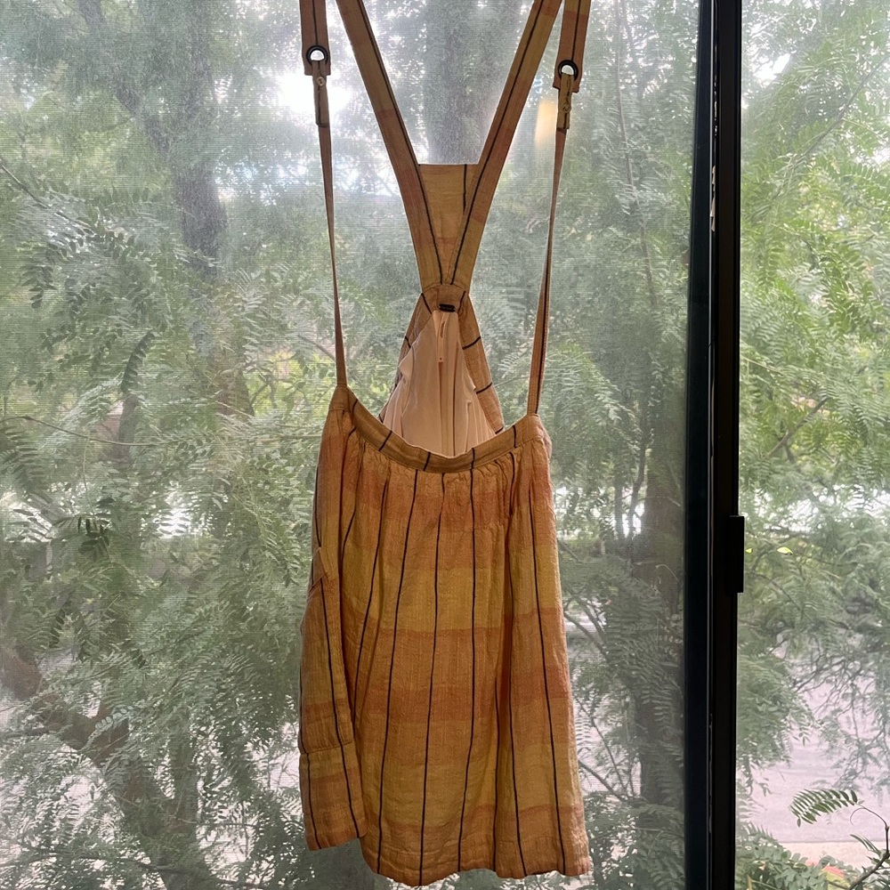NWT Free People Linen Suspender Overall Skirt 10 - Picture 2 of 7